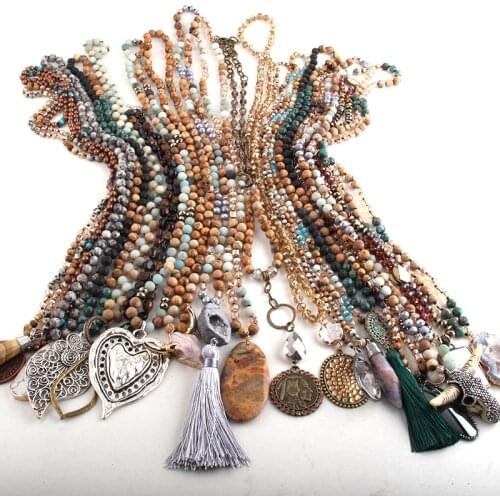 RH Wholesale 20pc Mix Color Stone/glass Necklace Fashion Boho Jewelry For Women Bohemian necklaces Gift