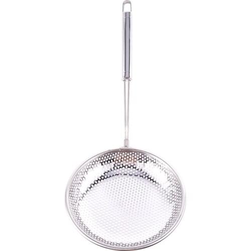 Silver Tone 18cm Dia Tip Stainless Steel Perforated Ladle Colander