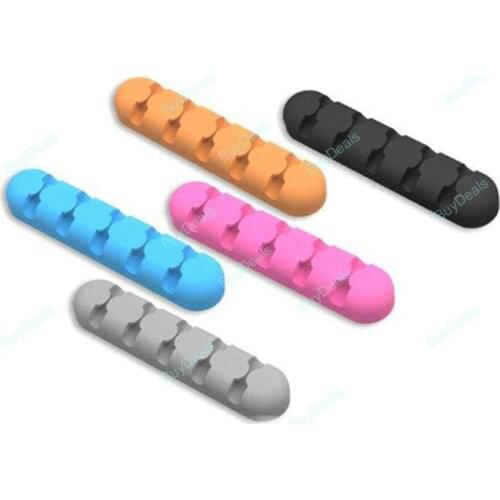 Silicone Cable Organizer Wire Winder Holder Flexible Cord Management 5 Holder Clips For Office Desktop Phone Accessories Parts