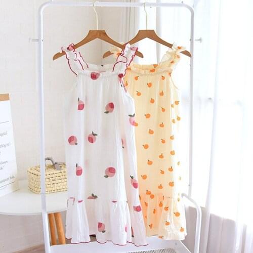 Washed Cotton Sling Sexy Nightdress Girl Fresh Over The Knee Summer Sleepwear Thin Cool Shoulder Off Mid-length Nightdress Women