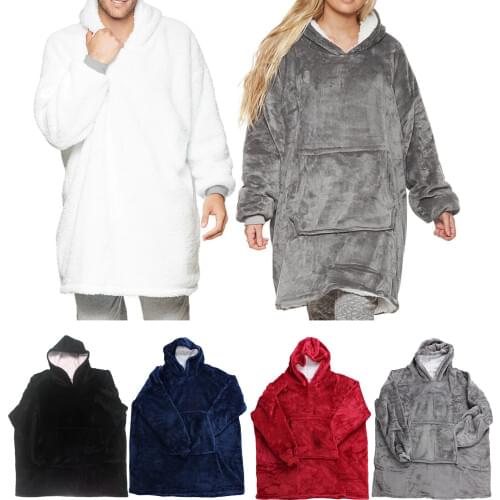 Super Soft Wearable Blanket Hoodie Cozy Adult Teens Sweatshirt Flannel Nightwear Wearable Blanket Hoodie