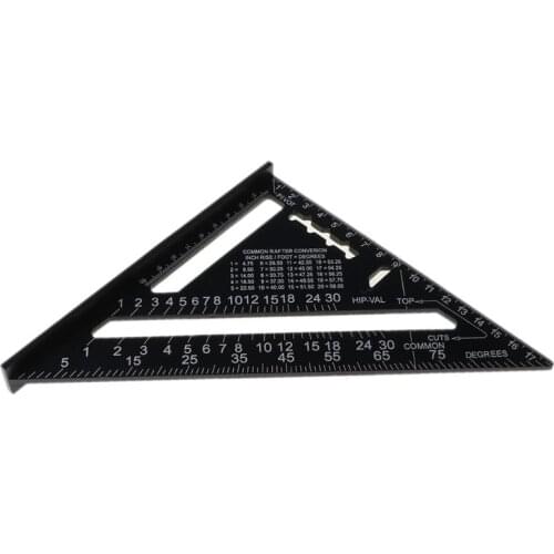 7/12 Inch Aluminium Alloy Triangular Measuring Ruler Woodworking Carpenter Square Angle Protractor Layout Tool