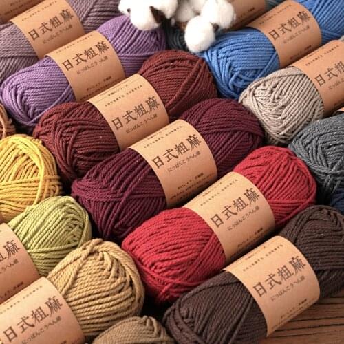 Ready Stock Eco-friendly Japanese-Style Coarse Twist Cotton Yarn Anti-pilling High Tenacity Yarn for Hand Crocheting Bag Hat