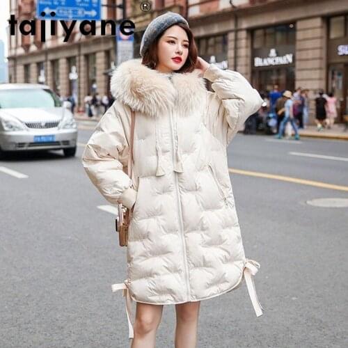 Tajiyane female jacket winter 2020 white duck down jackets for woman hooded parkas women real fur collar coats ropa mujer TN273