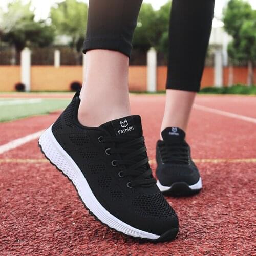 Women casual shoes fashion breathable Walking mesh lace up flat shoes sneakers women 2019 tenis feminino pink black white