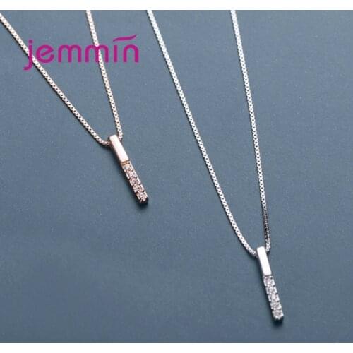 New Statement Women Wedding 925 Sterling Silver Geometric Pendant Necklaces Slidable Exquisite Shinning Zircon Jewelry