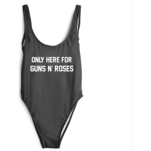 ONLY HERE FOR GUNS N' ROSES Swimwear Women Sexy Bodysuit open low back One Piece bathing suit Beachwear high waist jumpsuit