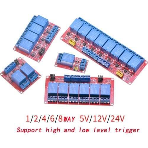 1 2 4 6 8 Channel 5V 12V 24V Relay Module Board Shield with Optocoupler Support High and Low Level Trigger for Arduino