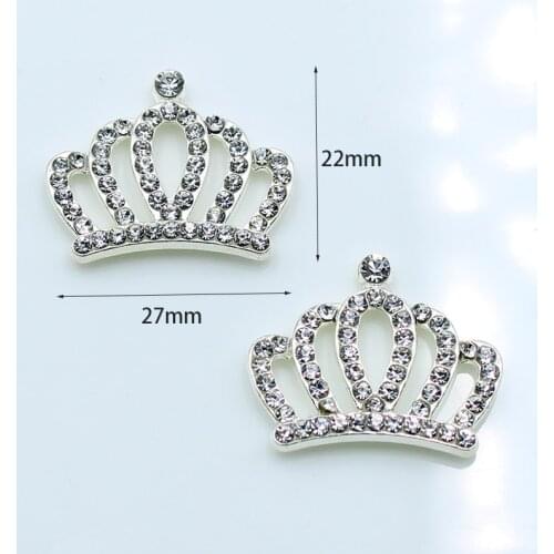 10pc 22*27mm silver alloy crown shiny rhinestone childrens jewelry accessories wedding hair accessories DIY clothing decoration
