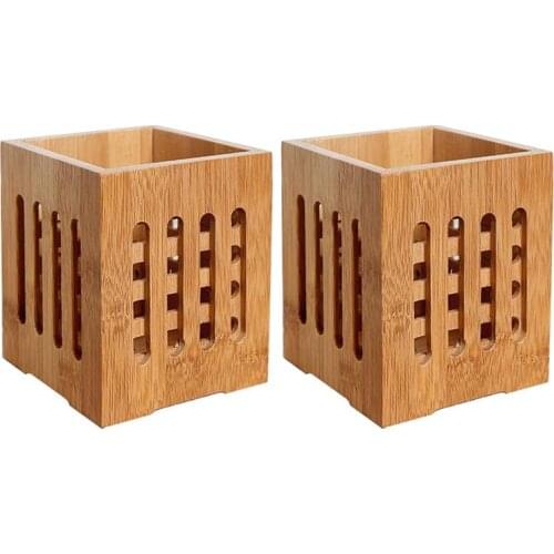 2pcs Bamboo Chopsticks Holder Holey Cutlery Organizer Draining Tableware Container Kitchen Utensil