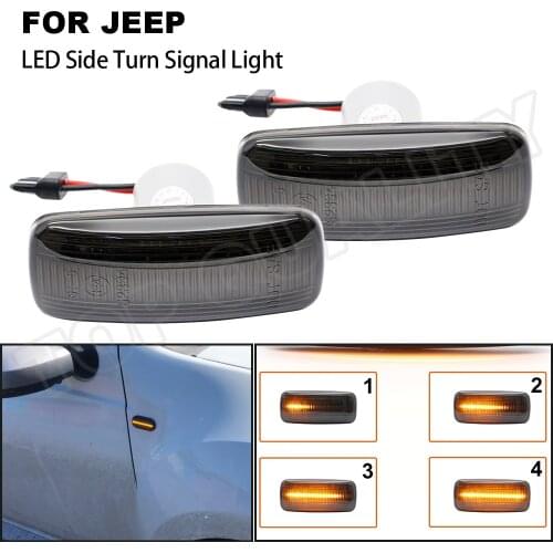2PCS Smoke Dynamic LED Side Marker Light Blinker Lamps Amber For Jeep Patriot Compass Commander Liberty Grand Cherokee