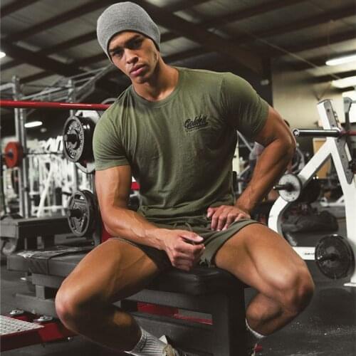 2021 Summer Running Shirt Men Gym T Shirt Short Sleeve cotton Bodybuilding Sport Fitness Training Tee Tops Casual Clothing