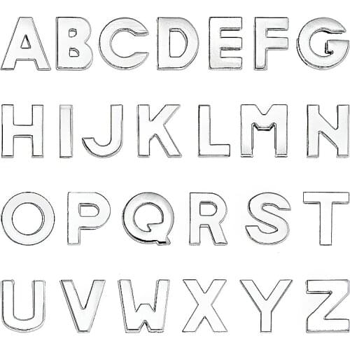 26Pcs/Lot Plain Slide Letters For Bracelet Making Choker 8mm A-Z Alphabet Slide Charms Pet Collar Keychain DIY Accessories Gift