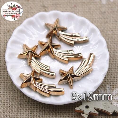 50pcs 9x19mm golden star meteor Home Garden Crafts Cabochon Scrapbooking Clothing accessories