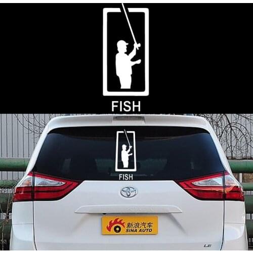 58cm x 24.94cm 2 x Fishing Fish Graphical (one For Each Side)Car Sticker For Cars Side, Truck Window Door Vinyl Decal 8 Colors