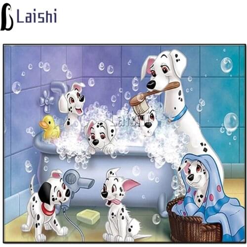 Full square Drill Diamond Embroidery Lovely Bathing Dalmatian 5D Diamond Painting Cross Stitch picture of Rhinestones Home Decor