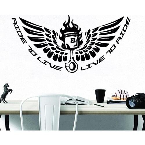 Motorsports Biker Wall Sticker Teen Room Home Interior Wall Decoration Ride to Live Quotes Vinyl Home Decor Living Room Y933