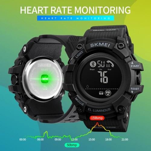 New SKMEI Mens Wristwatches Men Watch Waterproof LED Digital Sport Watch Men Calorie Heart Rate Monitor Hour Clock Reloj Hombre