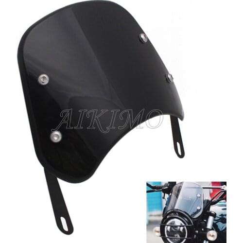 Black ABS Motorcycle Headlight Windshield Wind Deflector Windscreen+Bracket Universal for Harley Honda Yamaha Kawasaki Suzuki