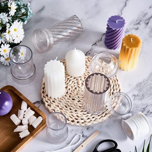 Cylinder Stripe Candle Plastic Mold Handmade Aromatherapy DIY Candle Making Model Soap Resin Molds Crafts Home Decoration Tools