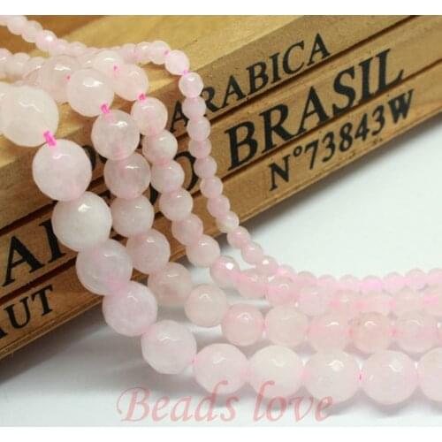 Faceted Rose Pink Beads Natural Quartz Beads For Jewelry Making 15'' 6/8/10/12mm Gem Stone Beads Making DIY Bracelet