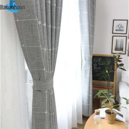 Plaid Linen Curtains For Living Room Yarn Dyed Modern Tulle For Bedroom Thick Curtain Window Home Decoration