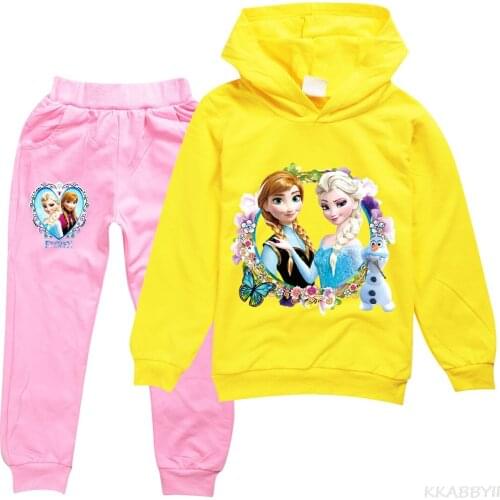 Disney Frozen Boy And Girl Suit With Hoodie And Pants Two Pieces Of Fashion Spring And Autumn Style
