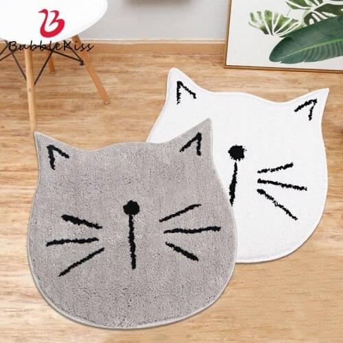 Bubble Kiss Flocking Carpet Cartoon Cute Cat Rug Bathroom Absorbent Non-Slip Mat Door Floor Carpets For Bedroom Decor Area Rugs
