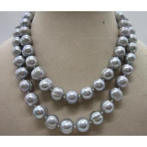 BEAUTIFUL 11-12MM BAROQUE GREY PEARL NECKLACE 36INCH 50"