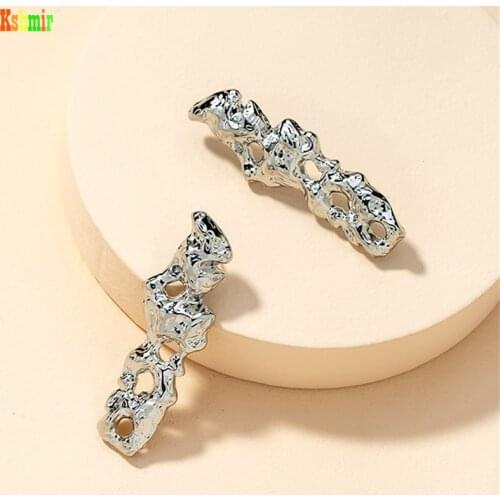 Kshmir 2021 New hollow metal personality exaggerated earrings Girl Jewelry Gift with Vintage Metal Textured Earrings
