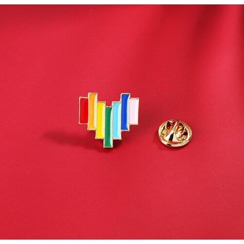 Lgbt Geometry Rainbow Heart Enamel Pin Personality Denim Clothes Collar Pins Badges Fashion Jewelry Accessories Gift for Lover