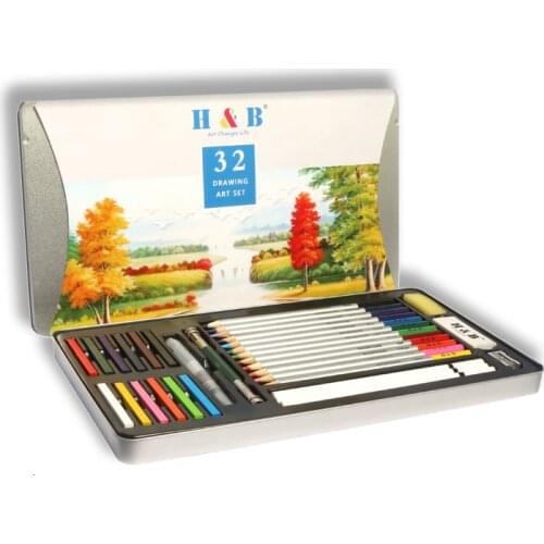 HB 32 Colors Wood Colored Pencils Set Drawing Painting Art Set Oil Color Pencils For Artist School Drawing Sketch Art Supplies
