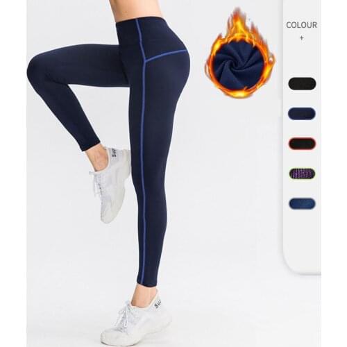 New autumn and winter ladies plus velvet sports trousers running yoga fitness pants high waist stretch leggings 02324