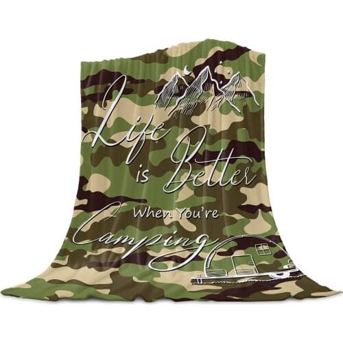 Living Room Sofa Blanket Camping Camouflage Children Soft Throw Blanket Travel Airplane Hotel Portable Air Conditioning Quilt