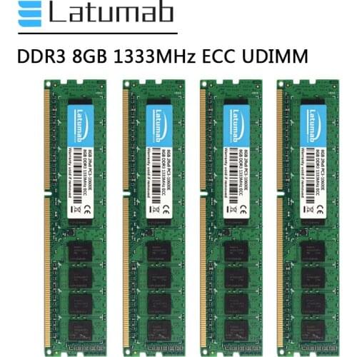 Latumab Memoria RAM DDR3 8GB 16GB 32GB 1333MHz Workstation Memory 240Pin ECC UDIMM PC3-10600E 1.5V ECC Unbuffered DDR3 RAM