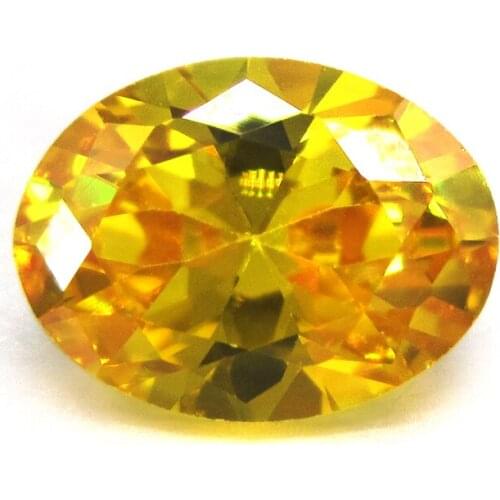 50pcs Free Shipping 4x6mm 5x7mm Golden Yellow Loose Cubic Zirconia Synthetic Stones Oval Cut Zircon