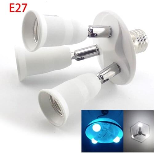 E27 TO 3 E27 Lamp Bulb BASE Adapter Splitter Adjustable socket Holder Lamp 90V-240V Converter 3 in 1 Holder for LED Light home