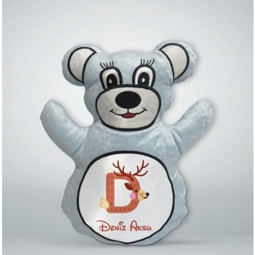 Personalized Is Blue Teddy Bear Yastık-7