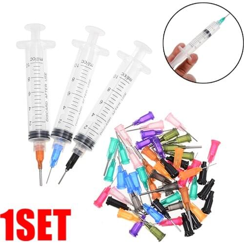 10CC Graduated Syringe With Plunger 50pcs 14-30GA Needles For Adhesive Glue Liquid Dispenser Dispensing Needle