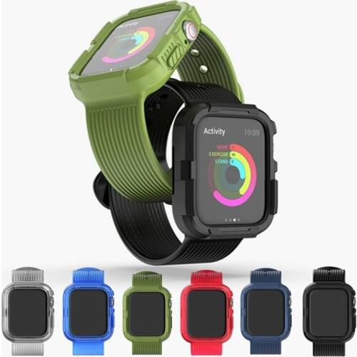 Silicone Case Strap for Apple Watch Band 44mm 40mm 42mm 38mm Band Soft Bumper Cover + Bracelet for iWatch 5 4 3 2 1 Accessories