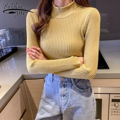 Turtleneck Autumn Winter Sweater Women Solid Long Sleeve Sweater Korean Style Thicken Wild Slim Pullover 8 Colors Knitwear 10990