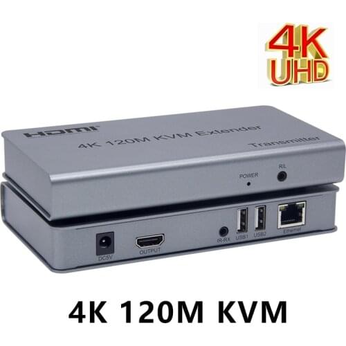 4K 120M HDMI KVM Extender By RJ45 Ethernet Cat5e Cat6 Cable Converter TX RX Support USB Mouse Keyboard Extension Touch Screen