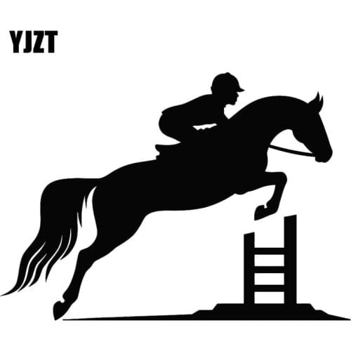YJZT 18.9CM*13.4CM Jockey Horse Race Horse Polo Jump Stickers Car Cover Scratches Window Glass Decorative Decals C31-0266