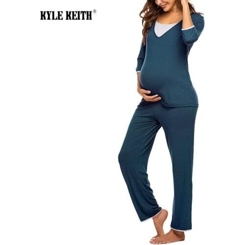 Women Maternity Long Sleeve Nursing Baby T-shirt Tops+Pants Pajamas Set Suit Pregnancy Clothes Vetement Grossesse