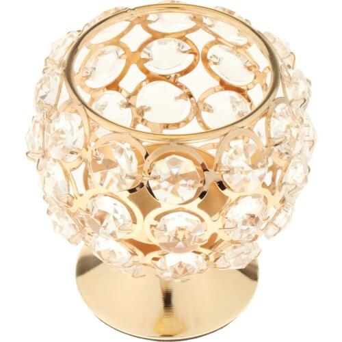 Golden Crystal Candle Holder Decor, Candlelight Dinner Candlestick Holder for Table Centerpieces, Home Decor, Party Decoration
