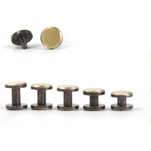 1PCS Bronze Chicago Flat Style Brass Set Screw Rivet Wallet Bag Leather Craft DIY Handmade Garment Hardware Part Fastener
