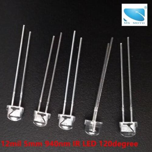 20 Pcs/lot 5mm 12mil Infrared IR LED 940nm invisible Diode 120 degree 5*5*5.5mm Through Hole Led Light Diodes For Security