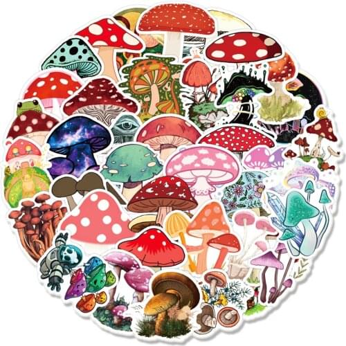 50PCS/Pack Classic Jungle Mushroom Stickers For Laptop Notebook Motorcycle Skateboard Computer Luggage Graffiti Decal Sticker