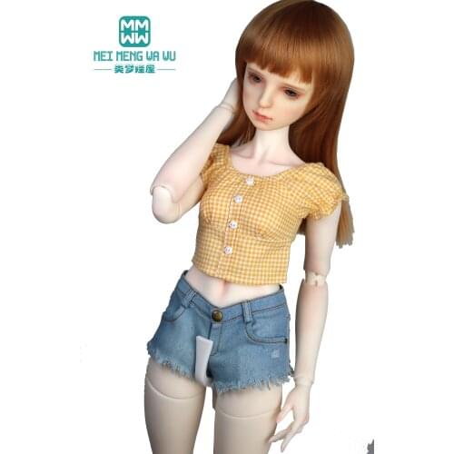 BJD accessories for 58-60CM 1/3 SD Dolls clothes toys Ball Jointed Doll Fashion plaid shirt, denim shorts Girls gift