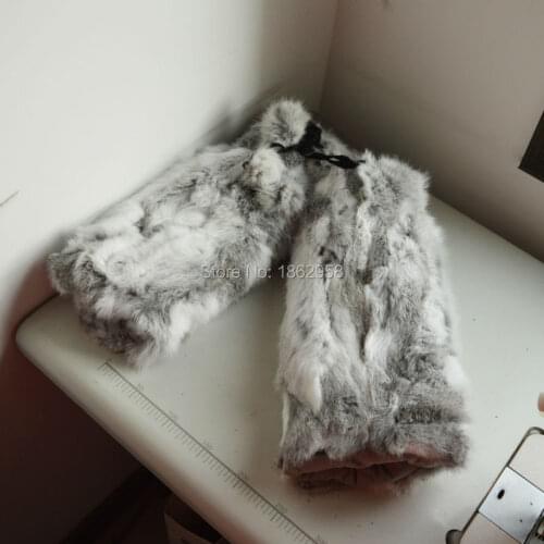Free Shipping SJ090-01 Natural Gray Scarp Rabbit Fur Leg Warmers for Boots Women Winter Warmers
